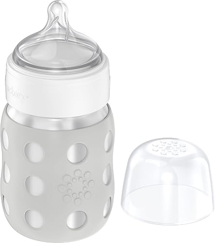 Miniatura 3 de Lifefactory Biberón de cuello ancho aislado al vacío de acero inoxidable de 8 onzas con pezón etapa 2 (3-6 meses) gris piedra (LS2211WCG4)