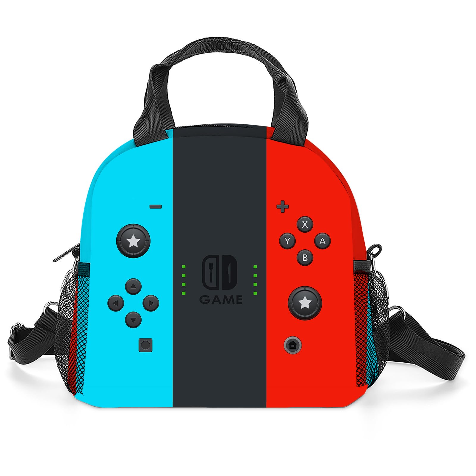 Gamer Lunch Bag Reusable Insulated Lunch Box Large Capacity Meal Tote for Kids Boys Girls Cooler Bag Waterproof Adjustable Shoulder Strap Gamepad