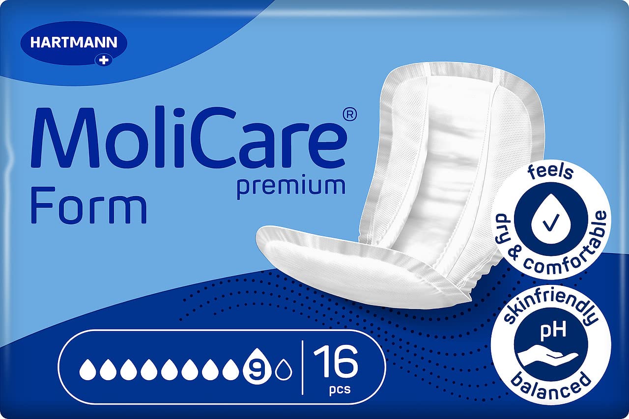 Molicare Forma premium 9 kropli, do najcięższego nietrzymania moczu: maksymalne bezpieczeństwo, dodatkowa ochrona przed wyciekiem i dyskrecja dla kobiet i mężczyzn, 4 x 16 sztuk