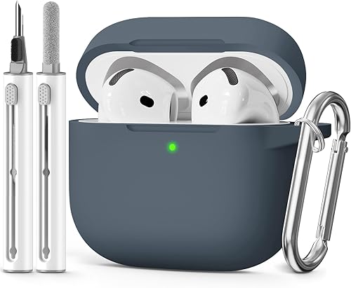 Miniatura 17 de Funda para AirPods 4 2024, viene con kit de limpieza, funda protectora de silicona suave para fundas Apple AirPods de 4ª generación con llavero,