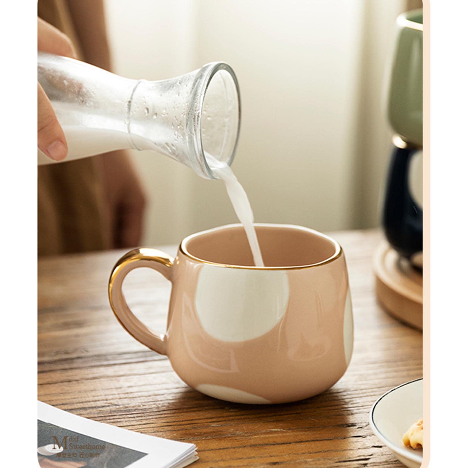 Ceramiczny kubek do herbaty, filiżanka do kawy do biura i domu, ceramiczny kubek w stylu japońskim, na herbatę, sok, kawę, 380 ml, piękny prezent na Boże Narodzenie/urodziny dla przyjaciół / Fami