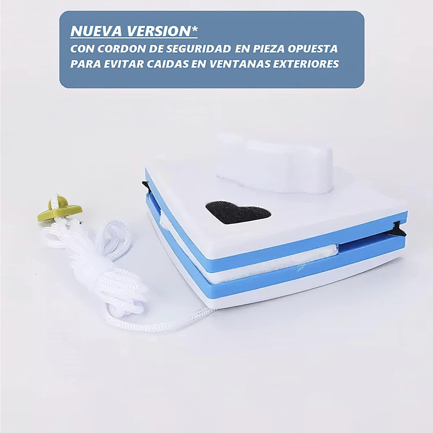 Nettoyeur de vitres à double face magnétique double face avec aimant puissant, nettoyant pour vitres double verre avec accès précis aux coins et kit de rechange complet inclus (blanc)