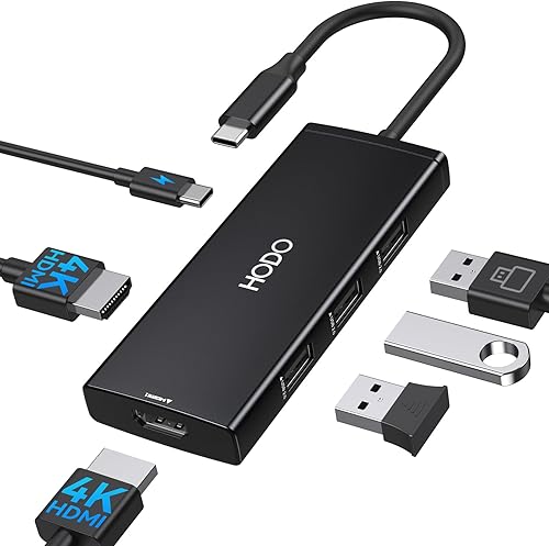 HODO Estación de acoplamiento USB C a adaptador HDMI dual, concentrador USB-C con 2 monitores para laptop, adaptador Dongle con HDMI dual 4K a 60