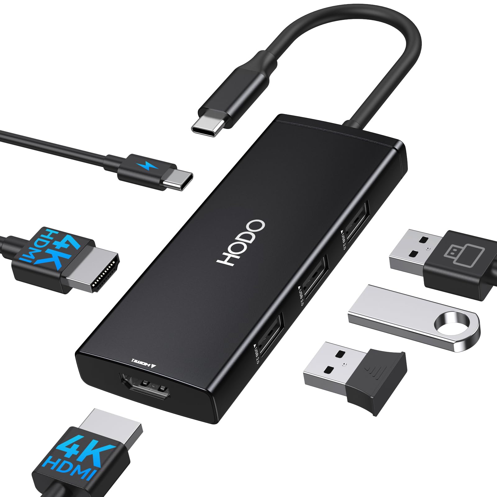 HODO Docking Station USB C to Dual HDMI Adapter, USB-C Hub with 2 Monitors for Laptop, Dongle Adapter with Dual HDMI 4K@60 Hz, 3 USB Port,PD