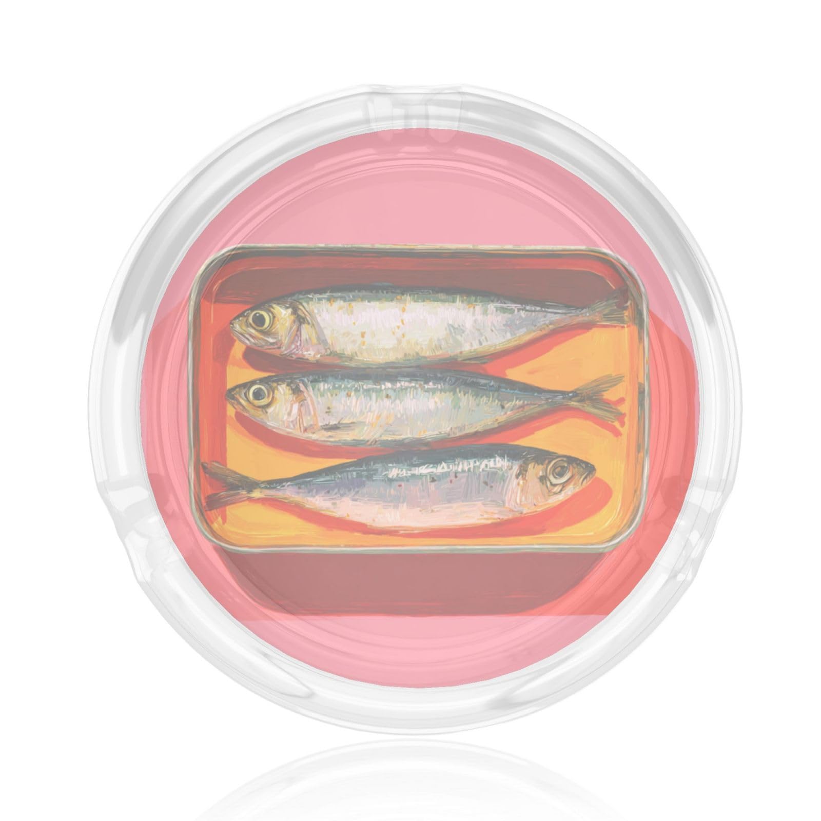 Three Sardines On Orange Tray Glass Ashtray For Cigarettes Ash Trays Case For Home Office Decor
