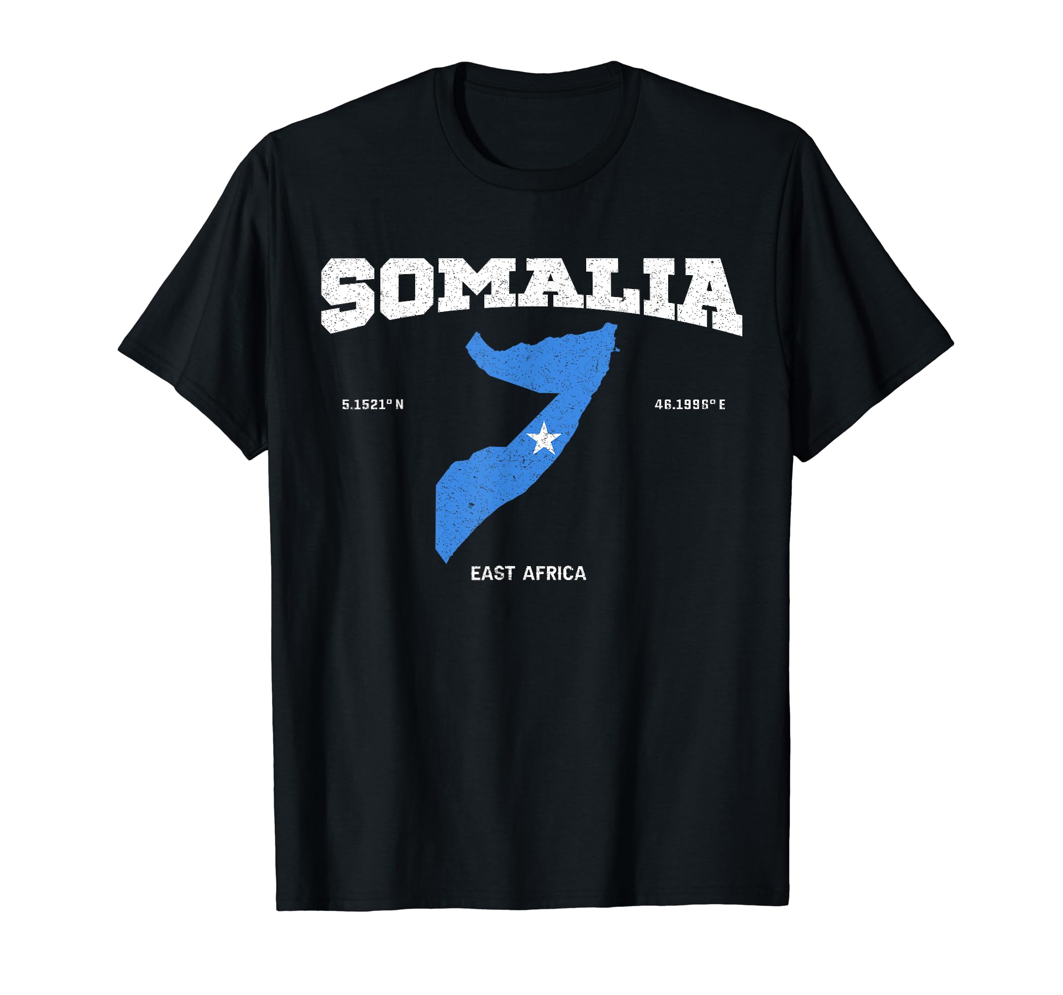 Somalian flag and map, Somalia coordinates Tee T-Shirt