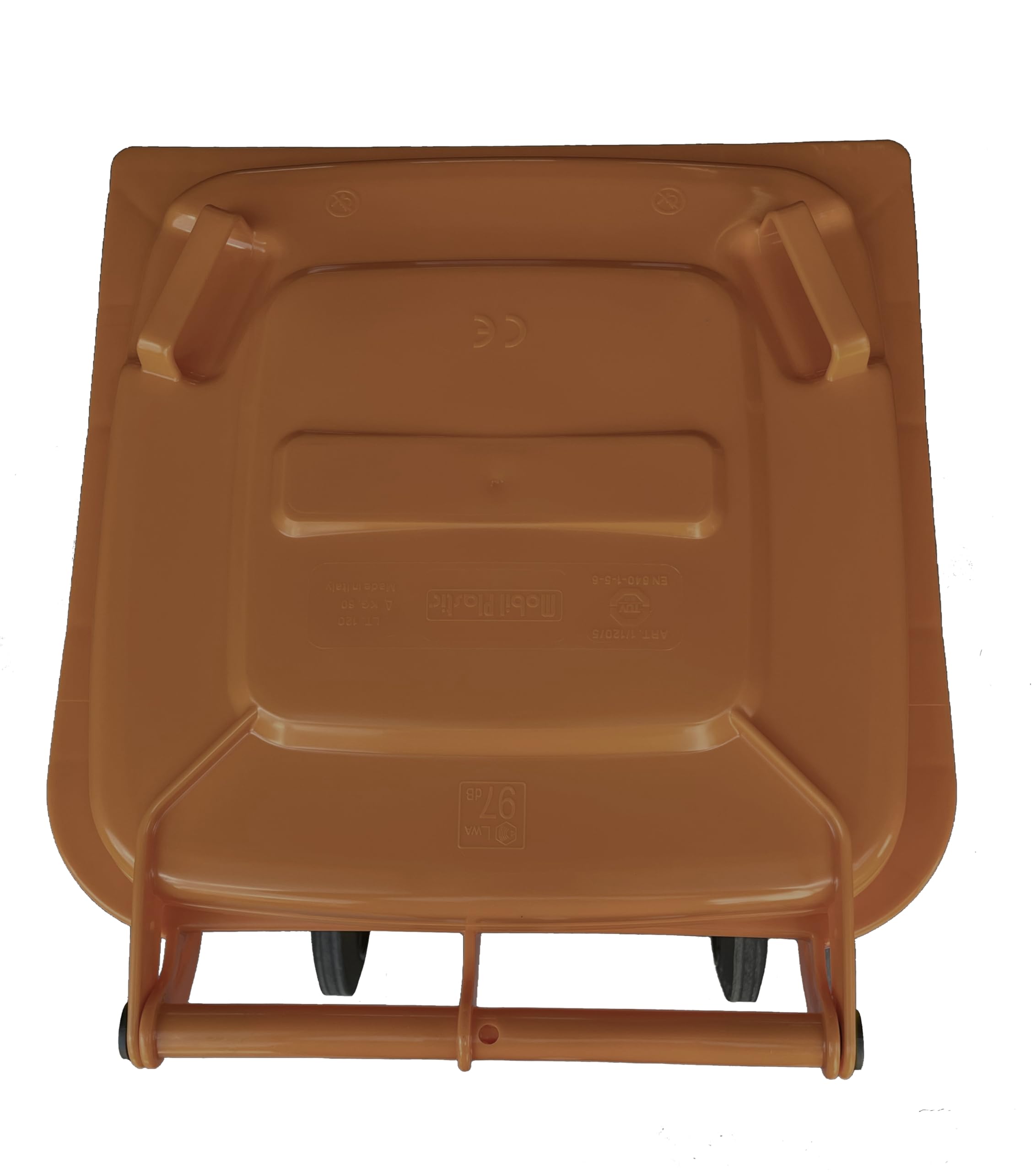 Mobil Plastic - Cubo con ruedas para la recogida selectiva de residuos, 120 l, para uso exterior, color marrón (UNI EN 840)