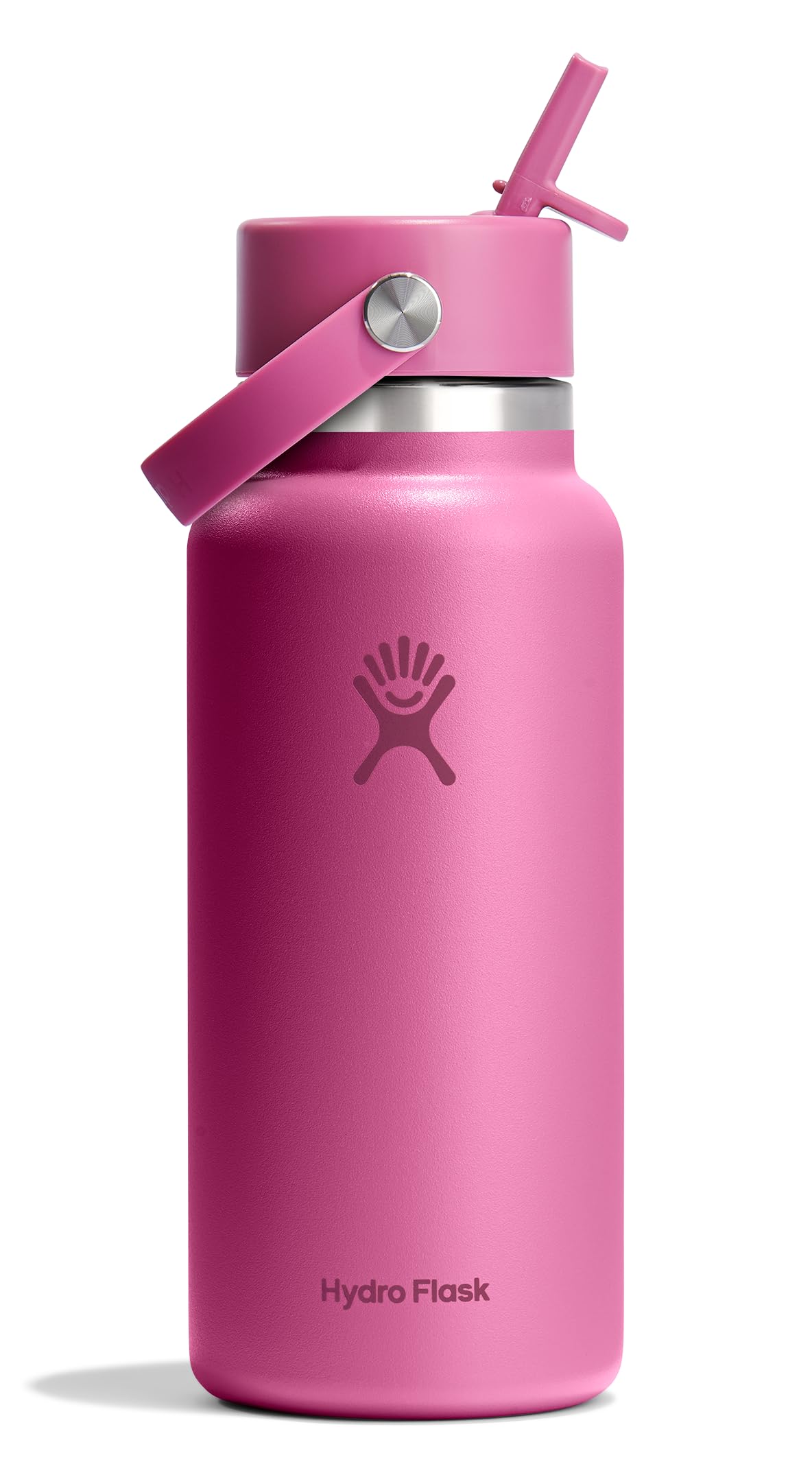 Hydro Flask Water Bottle - Insulated Stainless Steel - Wide Mouth Flex Straw Lid, Non Spill, Leakproof and Refillable in 32 Oz Reef Pink