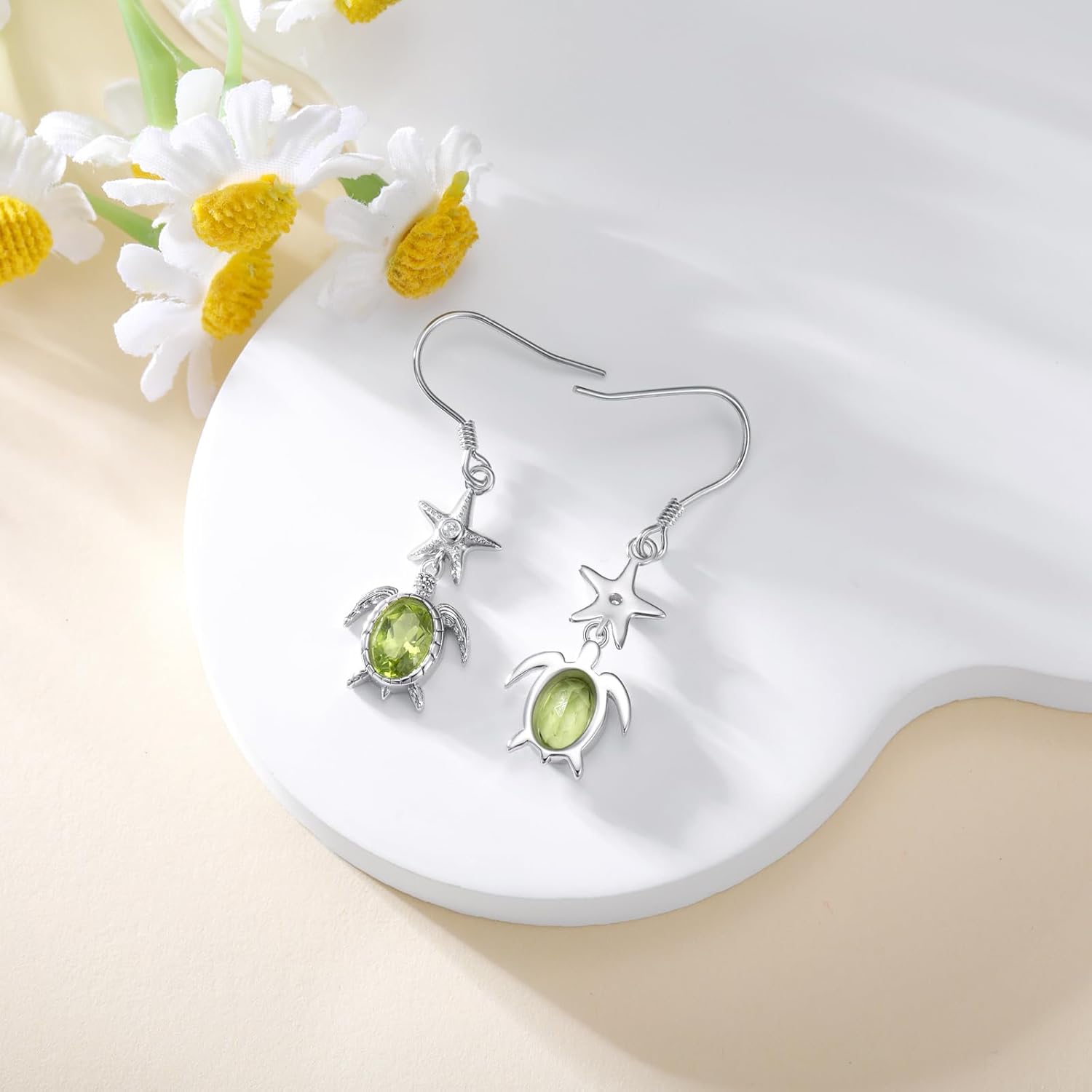 Turtle Earrings for Women 925 Sterling Silver Sea Turtle and Starfish Dangle Drop Earring Summer Animal Jewelry Gifts for Mom Wife - Image 3