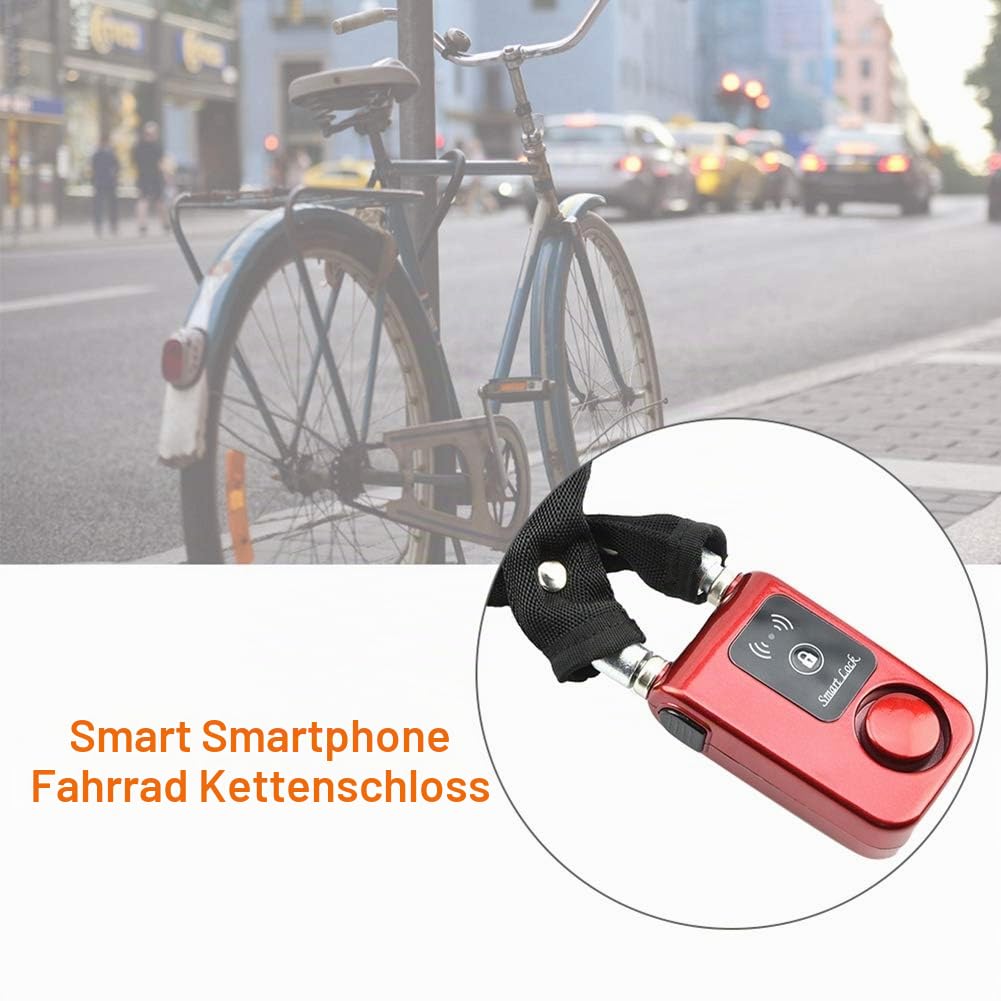Bluetooth Kettenschloss, Intelligente Wasserdichte Diebstahlsicherung Fahrrad Kettenschloss, App-Steuerung für iOS / Android
