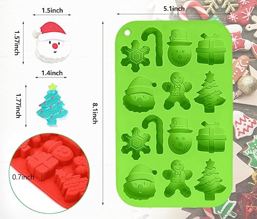 Miniatura 2 de Paquete de 2 moldes de chocolate de Navidad, moldes de silicona 3D para hornear, árbol de Navidad, Papá Noel, muñeco de nieve, copo de nieve,