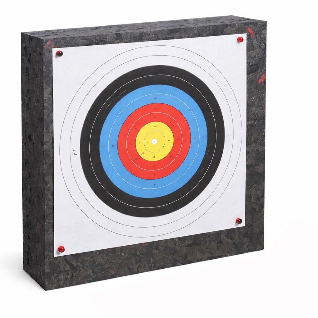 YATE Bogenschießen Zielscheibe Polimix 60cm x 60cm x 9cm bis 30 lbs (Pfund) Bogensport Bogenschießscheibe Bogenzielscheibe mit 2 Scheibenauflagen 40cmx40cm Indoor & Outdoor