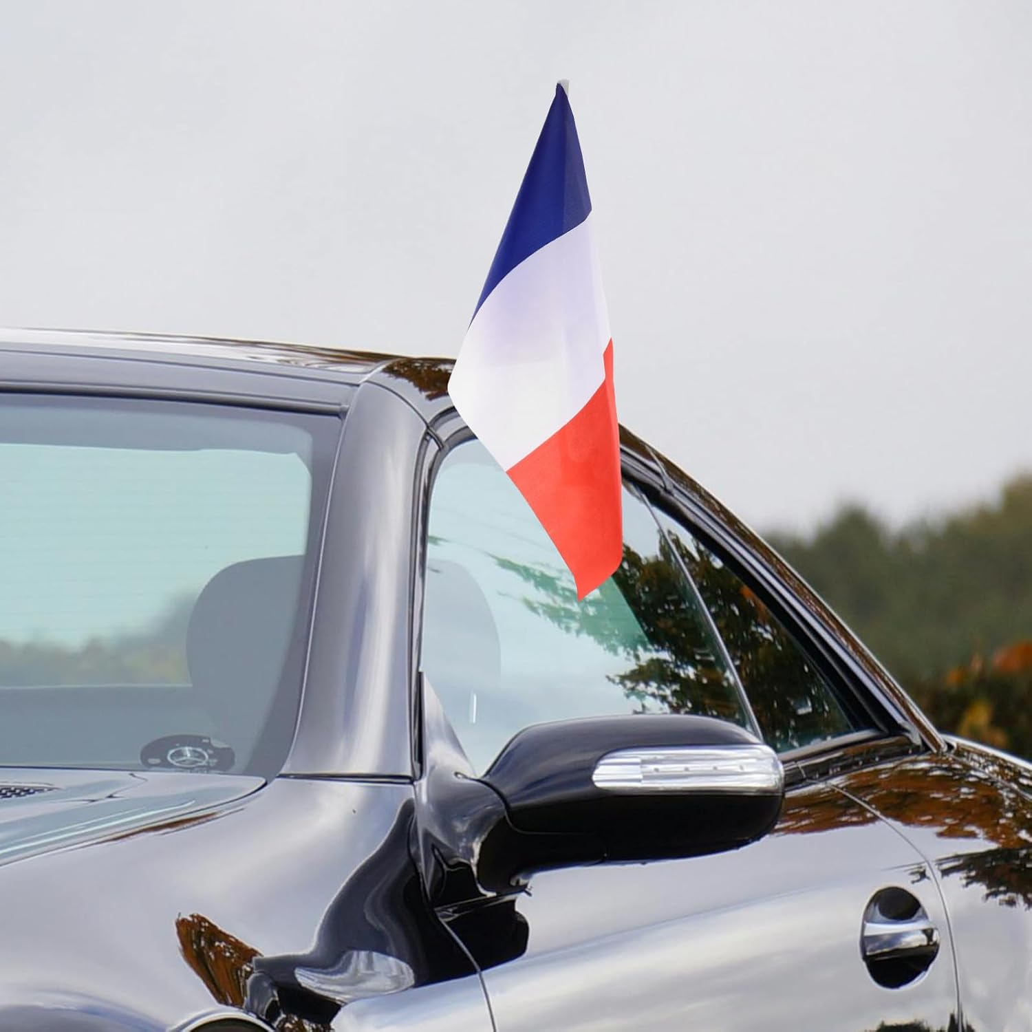 2pcs Car Flags Polyester Vehicle Flags for Cars and Trucks France Banner Accessories for Outdoor Sports and Driving Fans