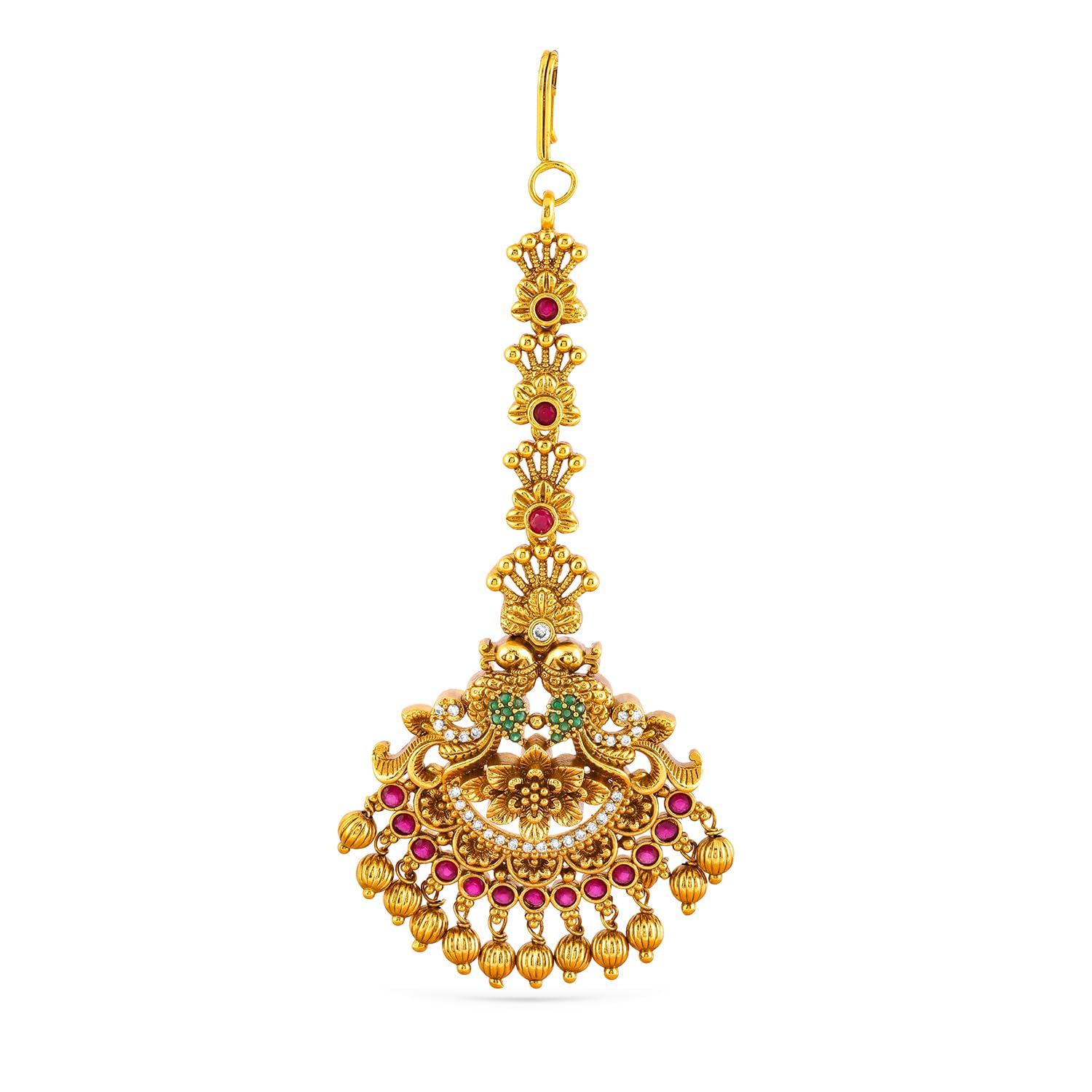 Statement Bridal Maang Tikka Gold Plated Ruby Pink Ethnic Jewellery Gift for Women & Girls-image-34