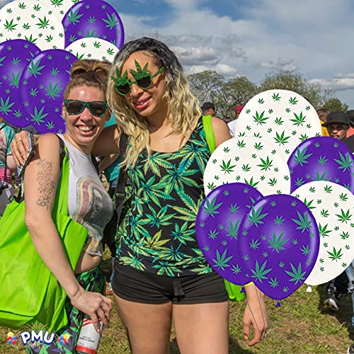 PMU Marijuana Balloons PartyTex 11 Inch Premium White and Purple with All-Over Print Green Marijuana Leaves Pkg/25 4 PMU Marijuana Balloons PartyTex 11 Inch Premium White and Purple with All-Over Print Green Marijuana Leaves Pkg/25 - Image 5