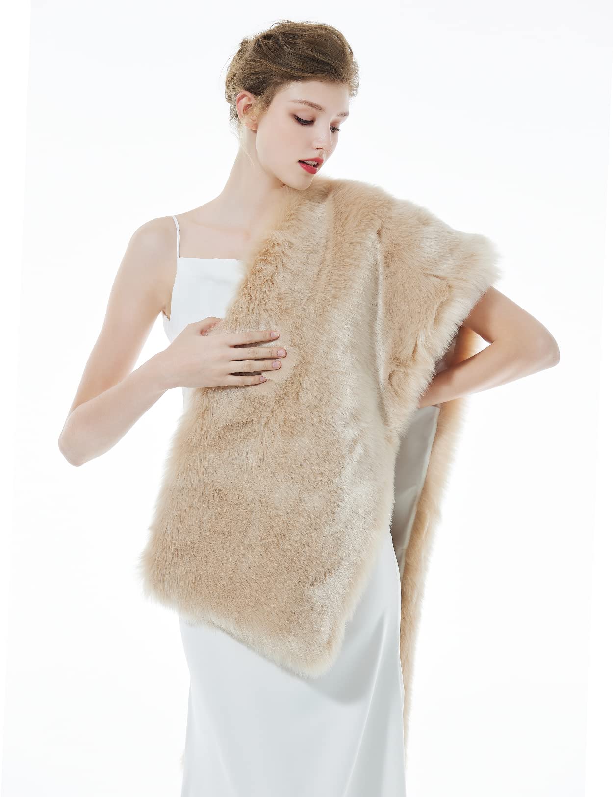 BEAUTELICATE coprispalle Stola Donna Pelliccia Sintetica Sciarpa Scialle Pelliccia Elegante per Sposa Damigella Matrimonio Invernale Cerimonia