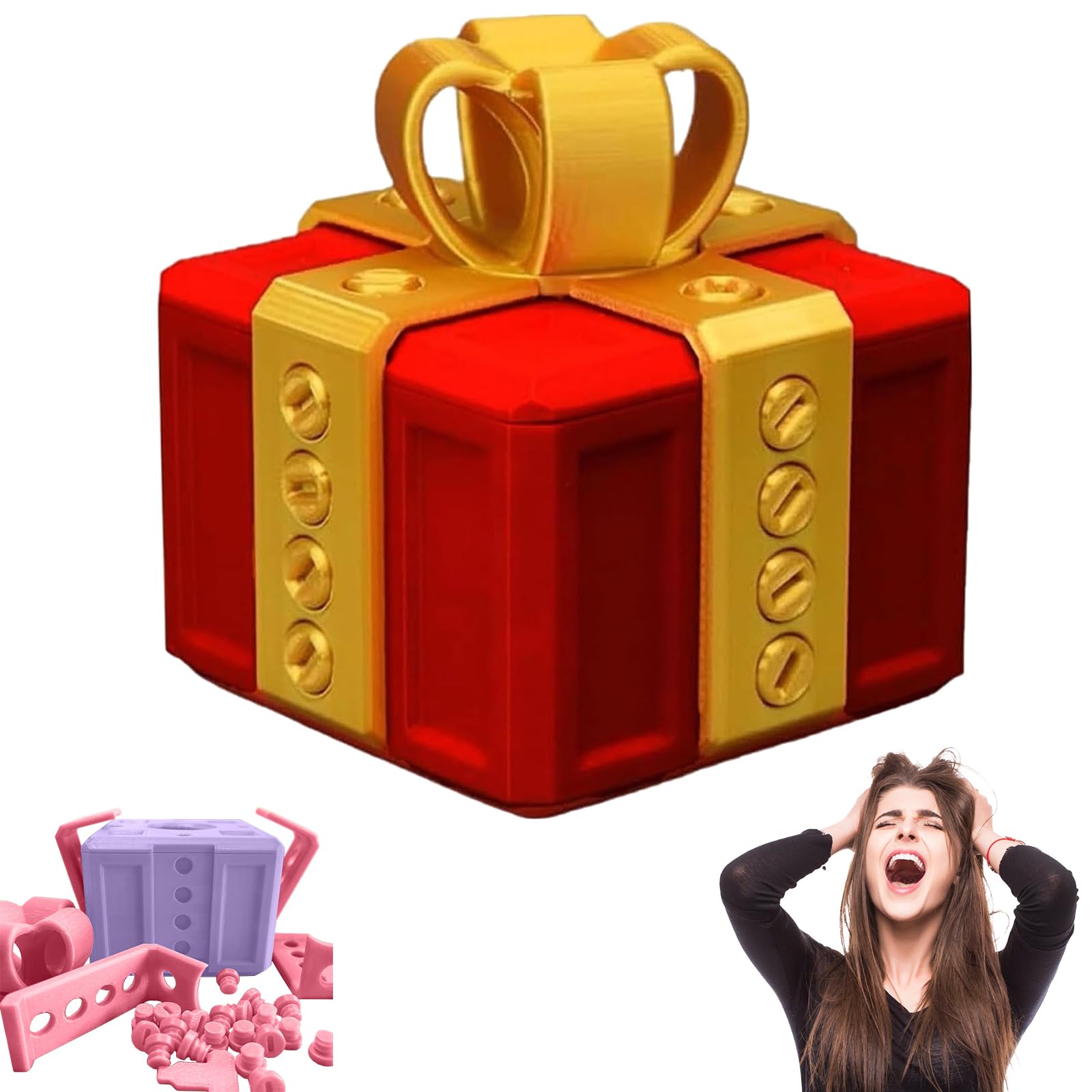 Annoying Nested Screw Gift Box - 3D Printed Prank Present with Interactive Screw Puzzle, Hilarious Gag Gift for Adults & Teens (Christmas, Birthday, Parties)#6