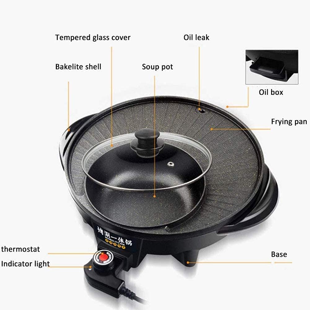 2 in 1 Electric Grill with Hot Pot and NonStick Coating,Electric