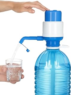 Dispensador de Agua Fria para Garrafas con Tapon Antigoteo/Bomba Manual para Botella de Agua Mineral Compatible con 1,5. 2, 5, 6, 8, 10, 20 y 25 litros/Dosificador bidon con Adaptador de 38 y 48mm
