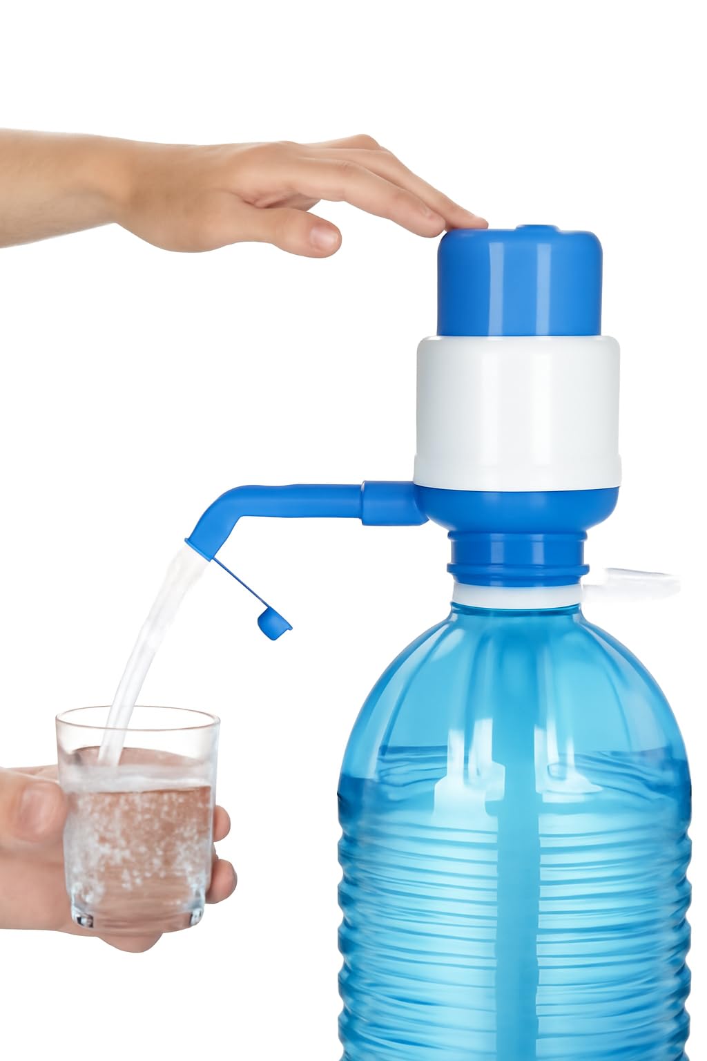 Dispensador de Agua Fria para Garrafas con Tapon Antigoteo/Bomba Manual para Botella de Agua Mineral Compatible con 1,5. 2, 5, 6, 8, 10, 20 y 25 litros/Dosificador bidon con Adaptador de 38 y 48mm