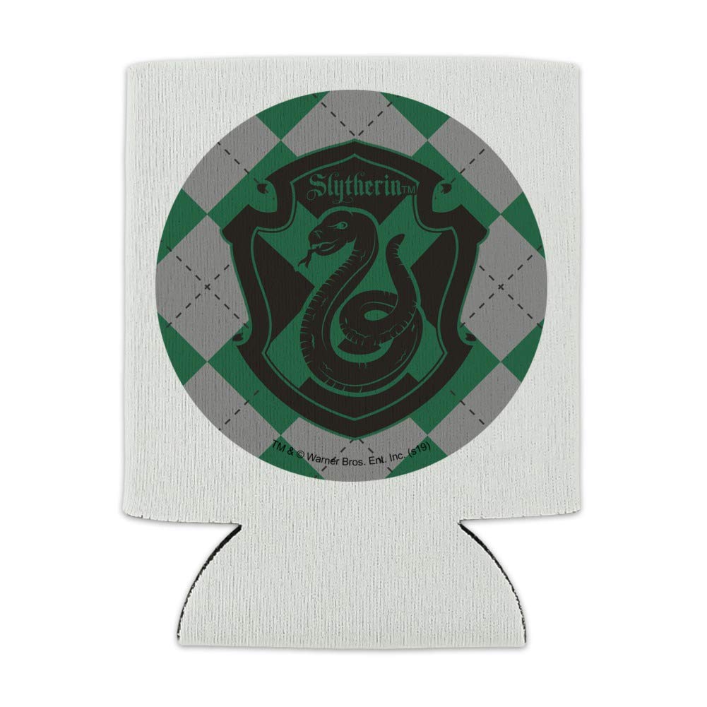 Harry Potter Slytherin Plaid Sigil Can Cooler - Drink Sleeve Hugger Collapsible Insulator - Beverage Insulated Holder