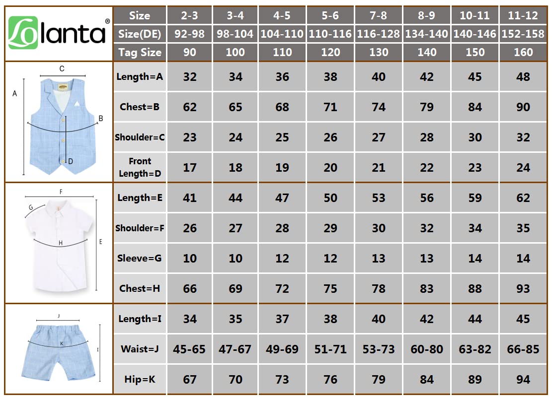 LOLANTA 4PZ Completo Cerimonia Bambino, Abito Bimbo Estivo con Gilet Pantalone Camicia e Papillon per 2-12 Anni
