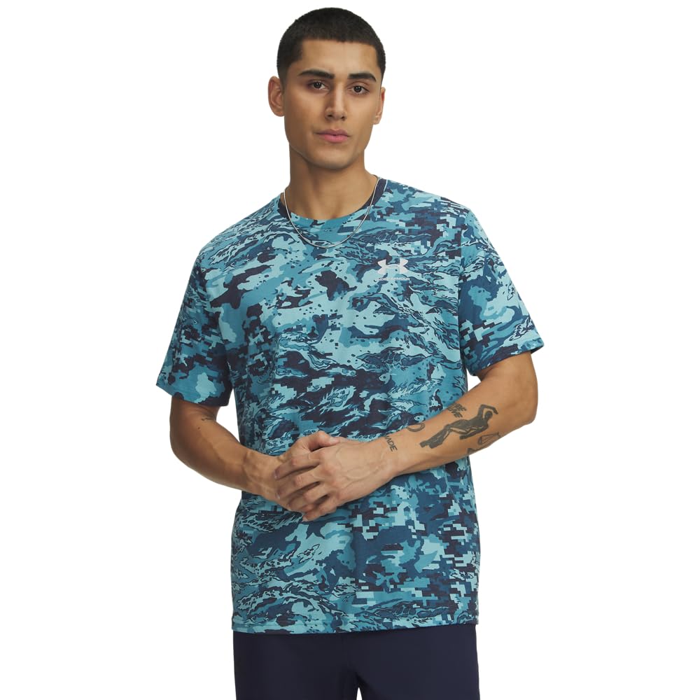Under Armour Men's ABC Camo Short Sleeve, (498) Wham Blue / / Enamel Blue, Medium