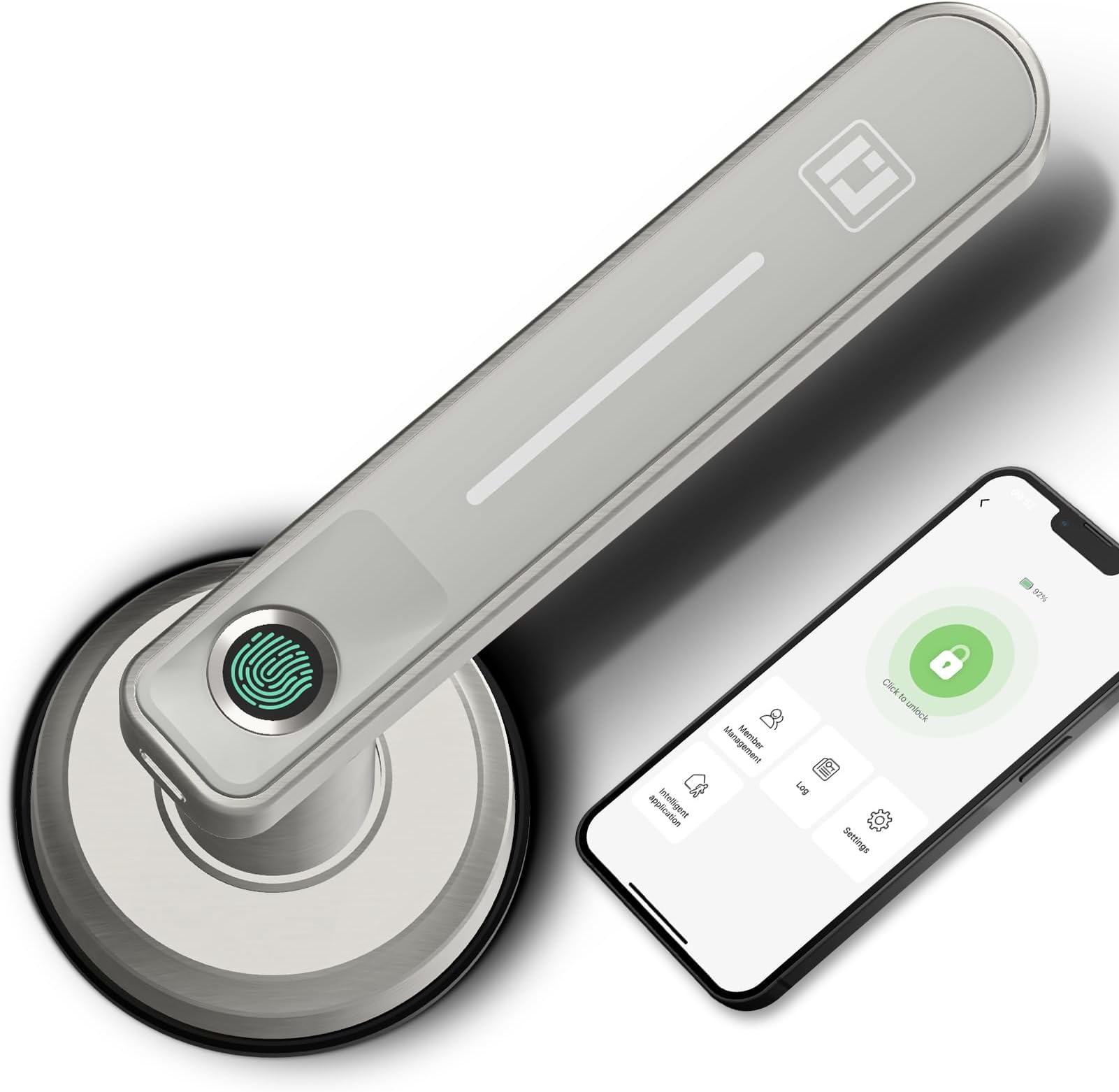 Geek Smart Fingerprint Door Lock Smart Door Lock with App Biometric Door Knob Keyless Entry Door Locks with Handle for Homes/Apartments/Office/Hotels, Silver