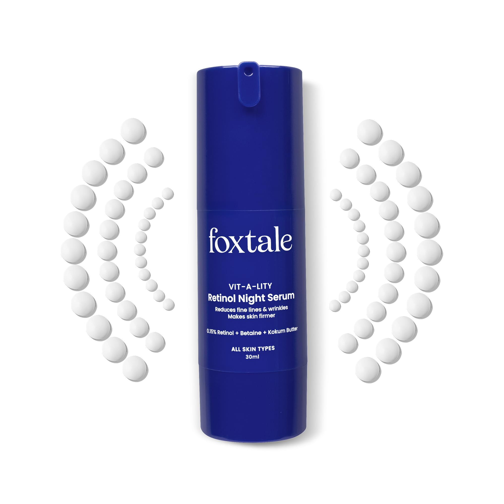 FoxTale0.15% Beginner Friendly Retinol Night Serum | Anti-Aging Night Cream | Reduces Fine Lines and Wrinkles | No Purging | For Younger-looking Skin | Men & Women | All Skin Types - 30 ml