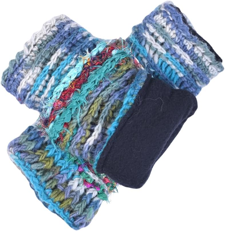 THE COLLECTION ROYAL Fingerless Hand Knitted Cozy Woolen Fingerless Mitten Gloves Handwarmer - Image 7