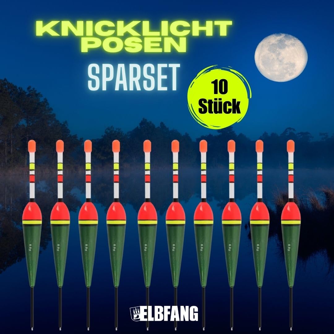 Posen-Set, 10 Stück, Grössen wählbar, 3g/4g/5g/6g/8g, Knicklichtposen, Schwimmer für Angeln, Angel-Posen, Pose zum Angeln