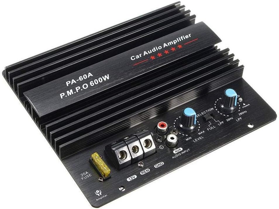 KDLK Amplificateur Audio De Voiture 12V 600W Mono | Panneau D'ampli, Puissant, Caisson De Basses, Lecteur Module D'amplification Automobile, Cristal Puissance 3D