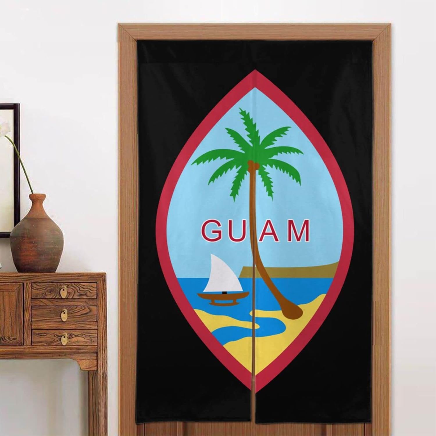 Seal of Guam Blackout Curtains for Doorways Bedroom Kitchen Door Curtain 34x56in Indoor Partition Shading Decor Window Curtains