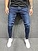 Mens Super Skinny Jeans Distressed Washed Tapered Leg Denim Pants Fashion Classic Retro Slim Fit Stretch Jean Trousers Dark Blue