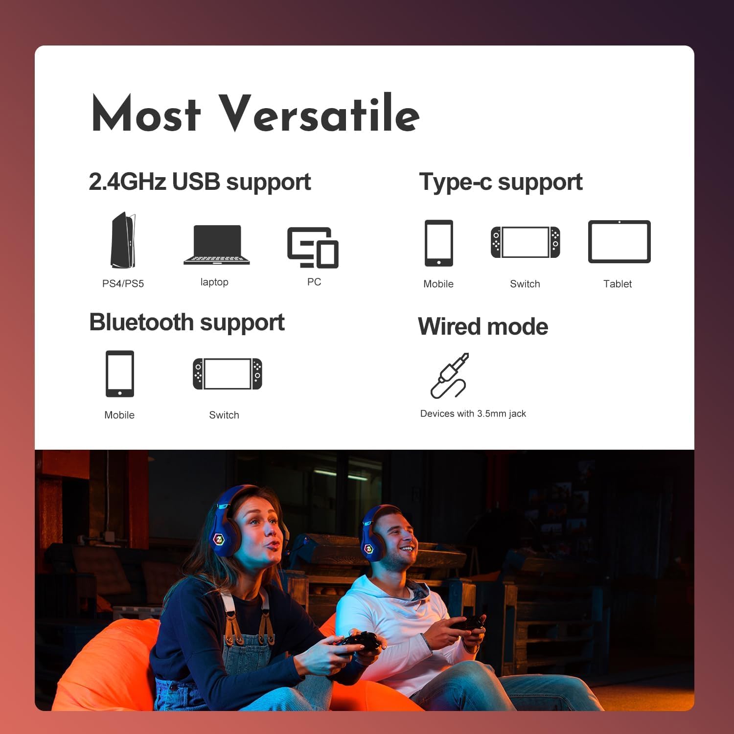 Ozeino Wireless Gaming Headset, ZW1S