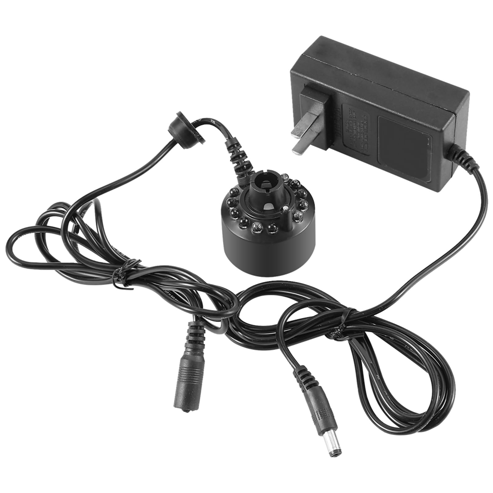 Haofy 12 LED Colorful Mist Maker Water Fountain Pond Power Adapter 110 240V US Plug for Home Garden Decor (US Plug 110V)