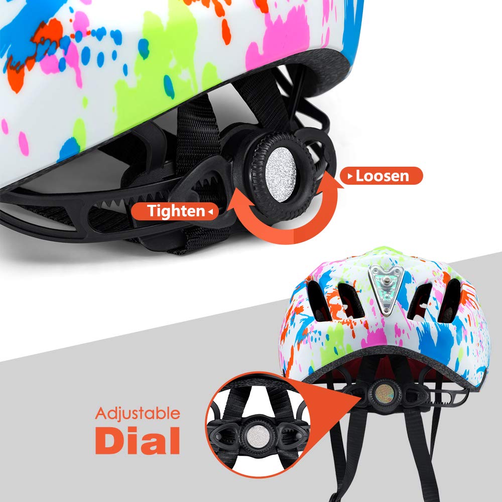 Casco de Seguridad para niños, Casco de Bicicleta para niños con luz de Fondo Segura y Barbilla Desmontable para niños y jóvenes
