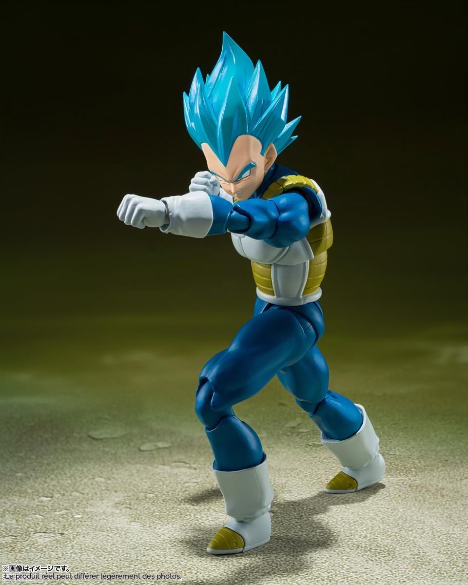 S.H. Figuarts Dragon Ball Super - Figurine de Vegeta Super Saiyan God - « Pride of Penetrating Saiyan » - Env. 135 mm - Figurine peinte en PVC et ABS