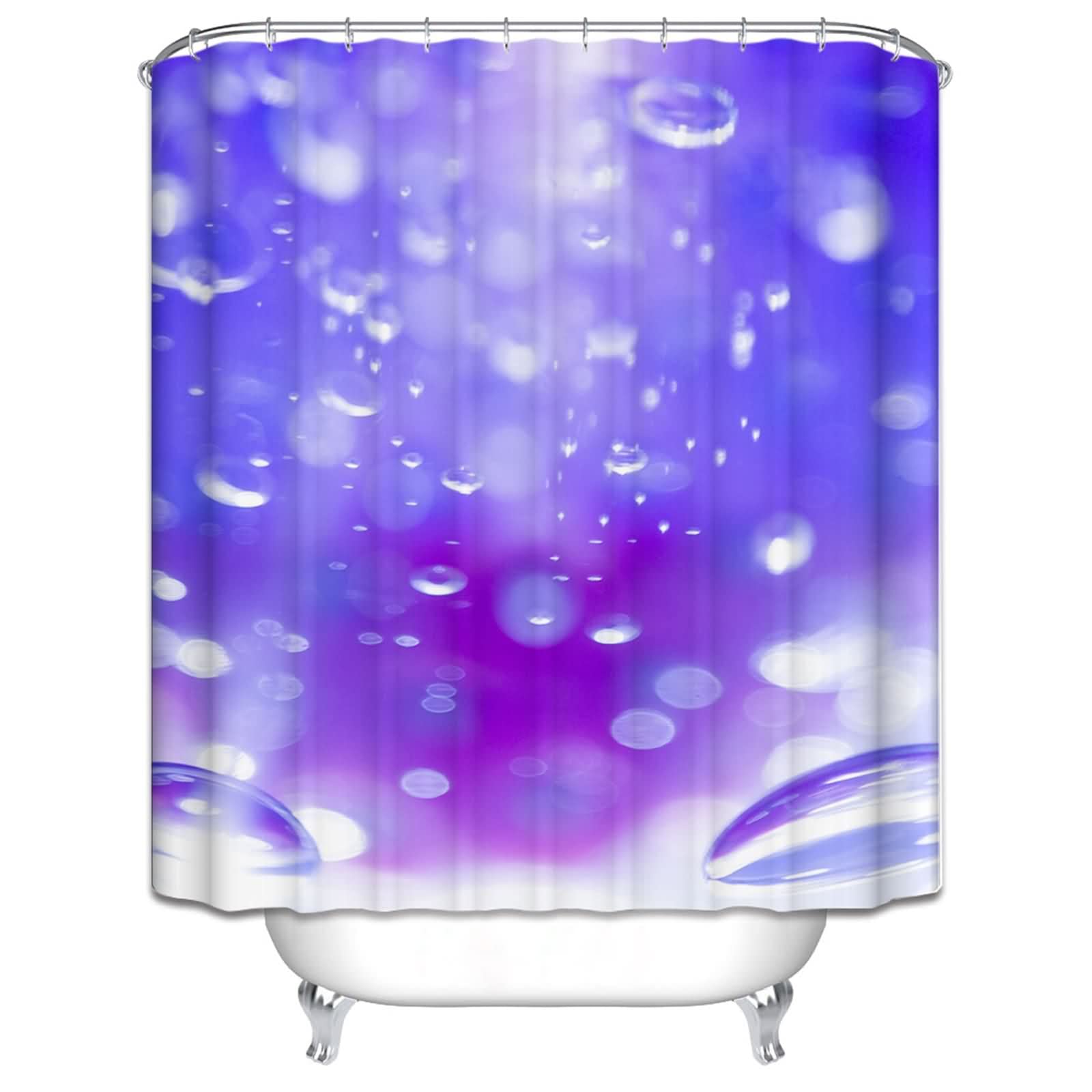 EHOMERYShower Curtain Liner Fabric Washable Curtains Multi Color Waterdrop And J Queen New York Polyester Purple, 180X180Cm