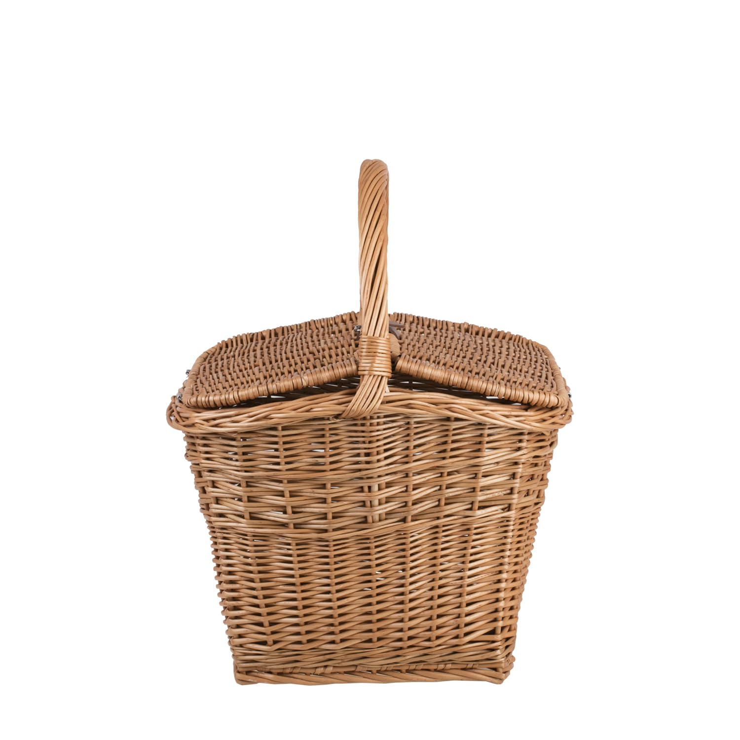 Picknickkorb Weidenkorb mit Deckel großer Aufbewahrungskorb für Obst und Gemüse Proviantkorb Essenskorb Ausflugskorb geflochten (40 x 40, H: 30/42, quadratischer Griff oval)