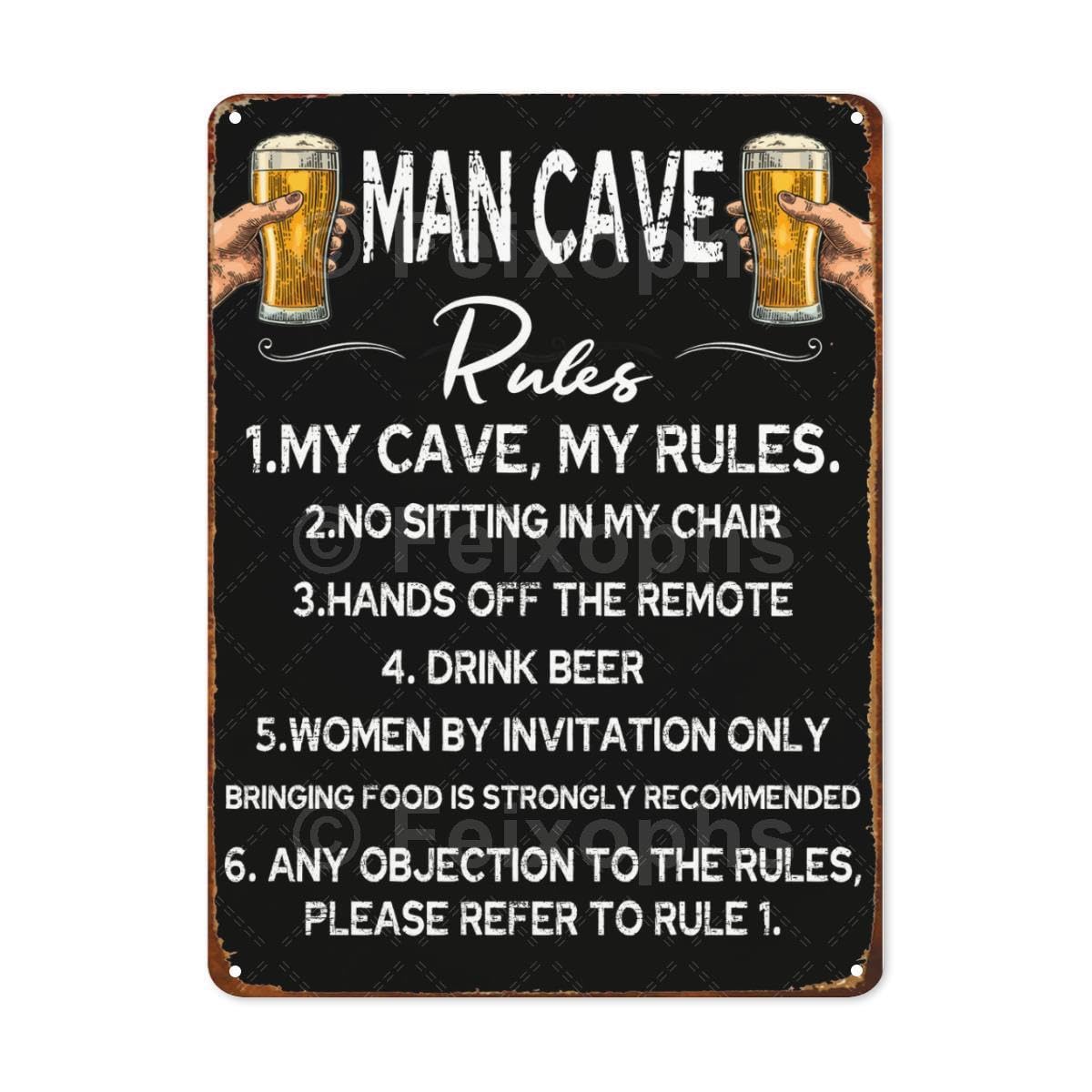 Wcguokj Man Cave Rules 0 Bathroom Rules Tin Sign Funny Room Signs Decor Vintage Room Rules Metal Signs For Home Bar Man Cave Garage 8X12 Inch
