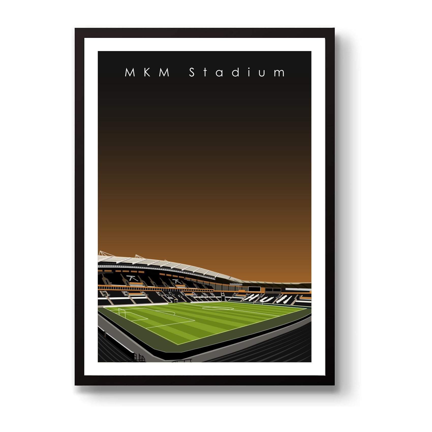 GroundDesigns HULL CITY FC Football Gift MKM STADIUM Art Unframed A3 Print HCAFC