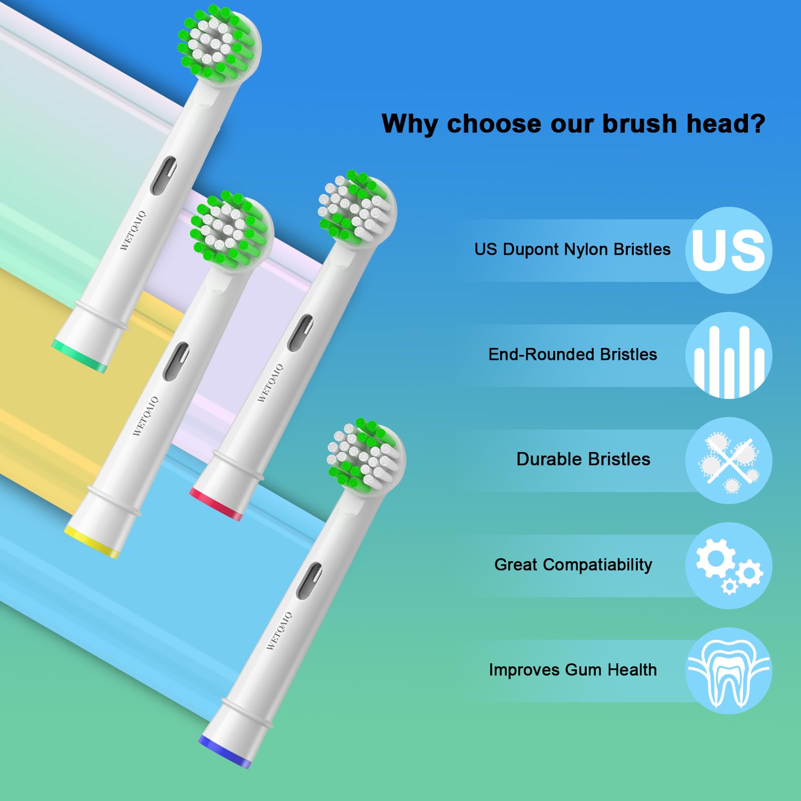Wetqaip Testine di Ricambio Compatibili con Oral b Testine Spazzolino Elettrico, 8 Sensitive+8 Precisione+16 Tappi di Copertura-Bianco