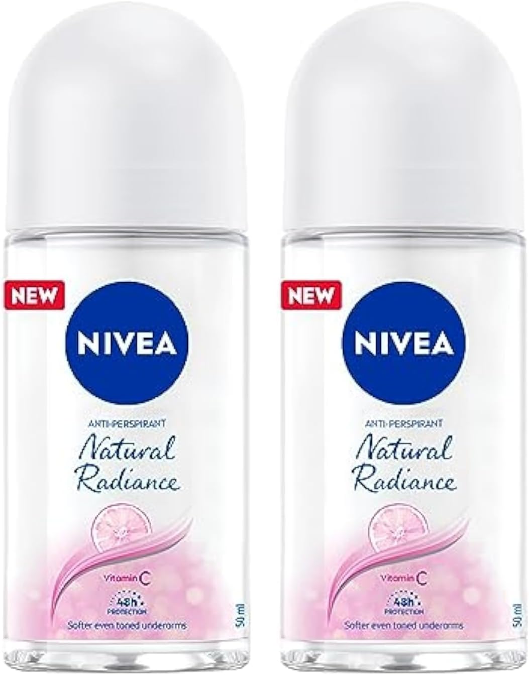 NIVEA Antiperspirant Roll-on for Women, 48h Protection, Natural Radiance, 2x50ml