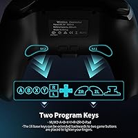 Vista 3 de AceGamer Wireless Pro Controller for Nintendo Switch/Switch 2/Lite/OLED/Windows PC, Bluetooth Controller with Hall Effect Joysticks, negro/blanco