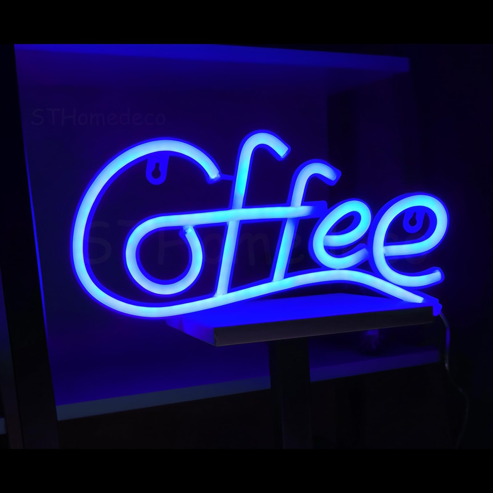 Neon Wall - Coffee Letter Lamp Neon LED Light Sign & Stickers DIY for Opening Hours for Bar Restaurants Kitchen Party Decoration (Coffee Blue) — image 1