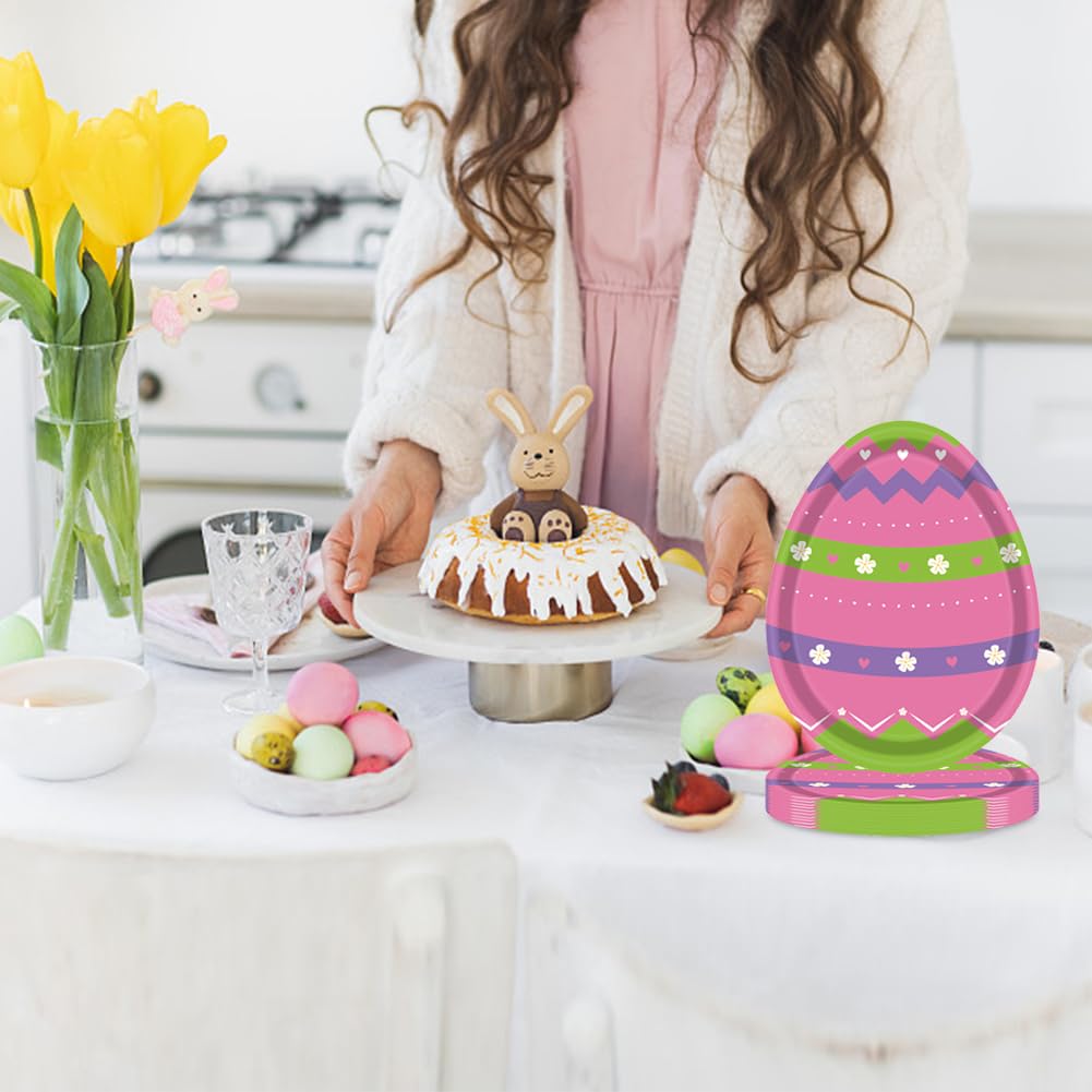 QXBXYHM Lot De 25 Assiettes Rondes Jetables En Carton Motif œuf De Pâques - 22,9 Cm - Colorées - Lapin Oriental - Vaisselle Décorative Pour Fête Du Printemps Oriental (C