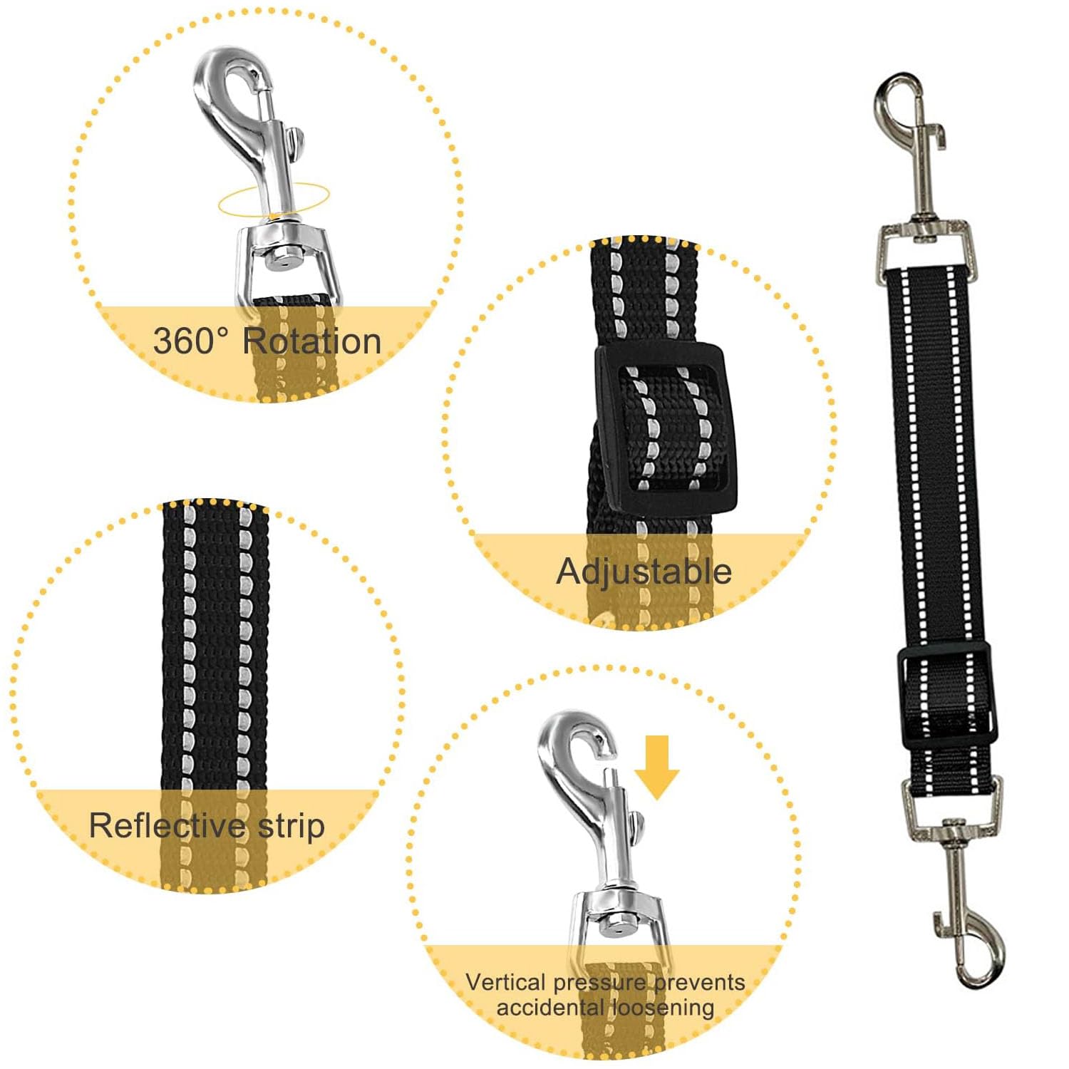 4 Pcs Dog Collar Clips, Reflective Nylon Puppy Collar, Adjustable Pet Collar Harness Connector - Image 4