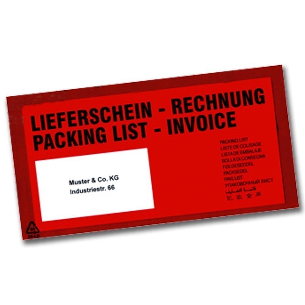 2000 pochettes rouges pour bons de livraison DIN longues pochettes pour documents d'accompagnement NEUF