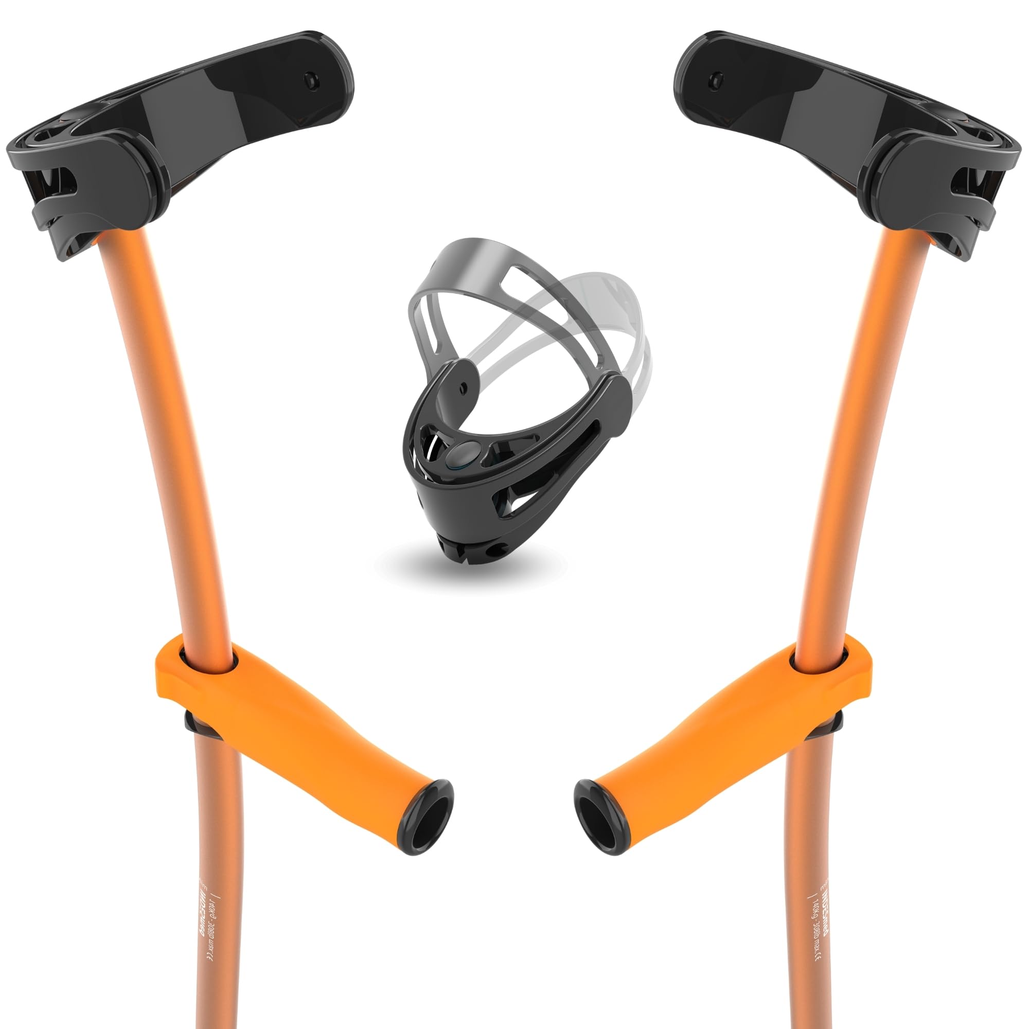 INDESmed x2 Stampelle Ortopediche Regolabili Leggere in Alluminio 100% aerospaziale - Stampelle Canadesi Colorate, impugnatura ergonomica e antiscivolo - Prodotto brevettato (Arancione, L (175-185cm))